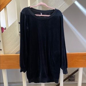 Anthro Daily Practice Black Velvet Sweater Dress w Pockets